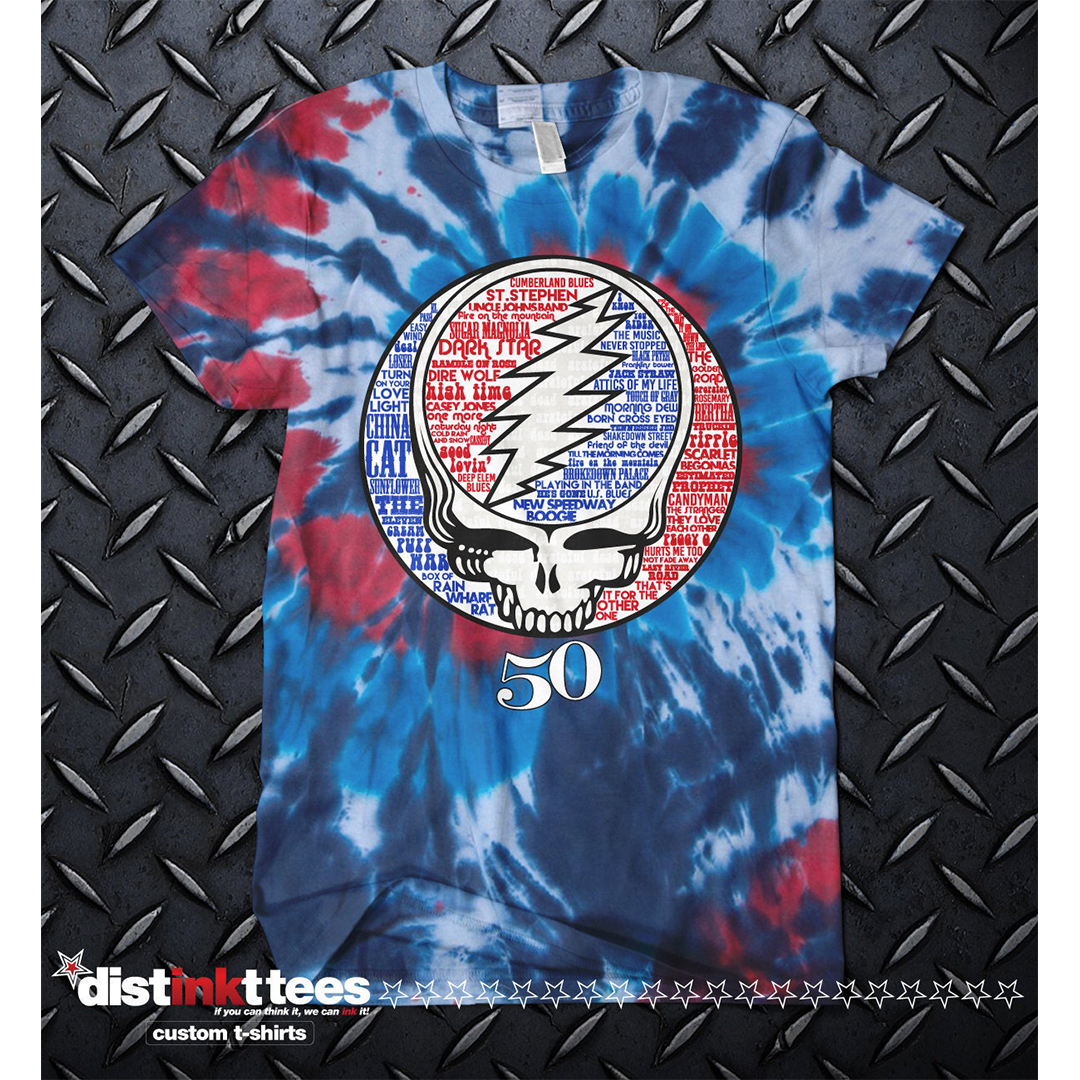 DEAD 50 TYPOGRAPHY spiral tie-dye Man T-Shir