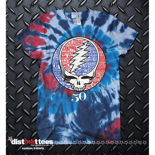 DEAD 50 TYPOGRAPHY spiral tie-dye Man T-Shir