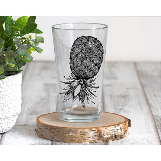 Tribal Pineapple mature pint glass