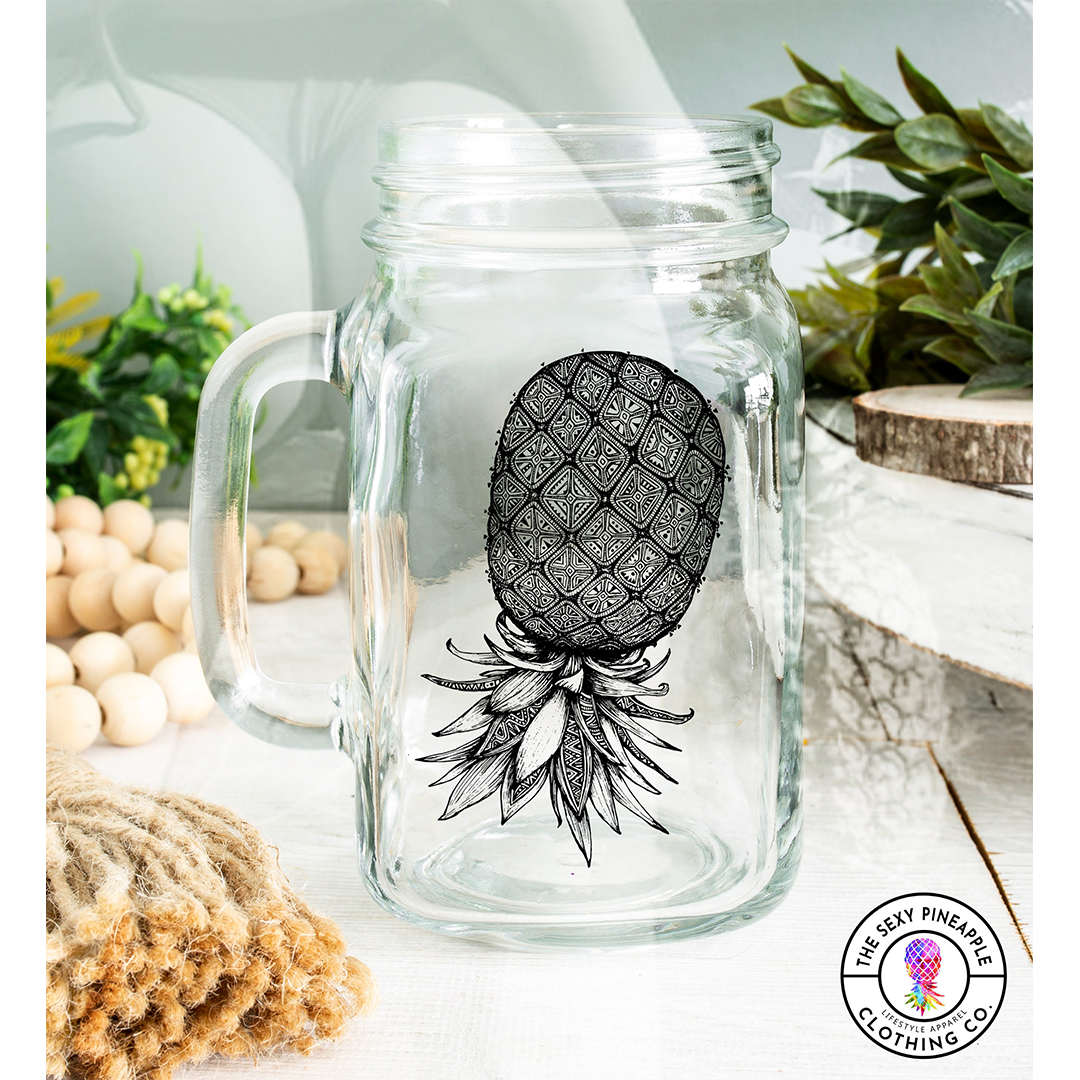 Tribal Pineapples mature mason jar