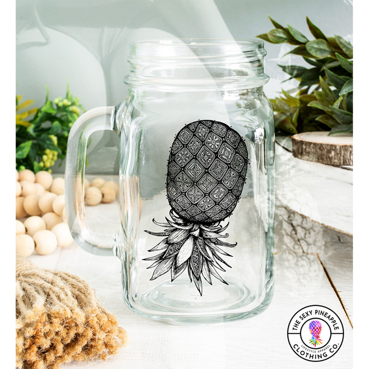 Tribal Pineapples mature mason jar