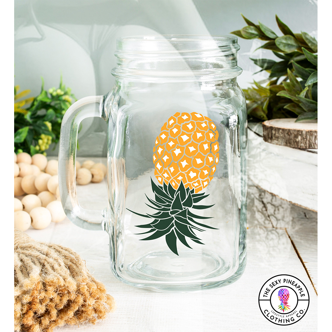 Upside Down Pineapples mature mason jar