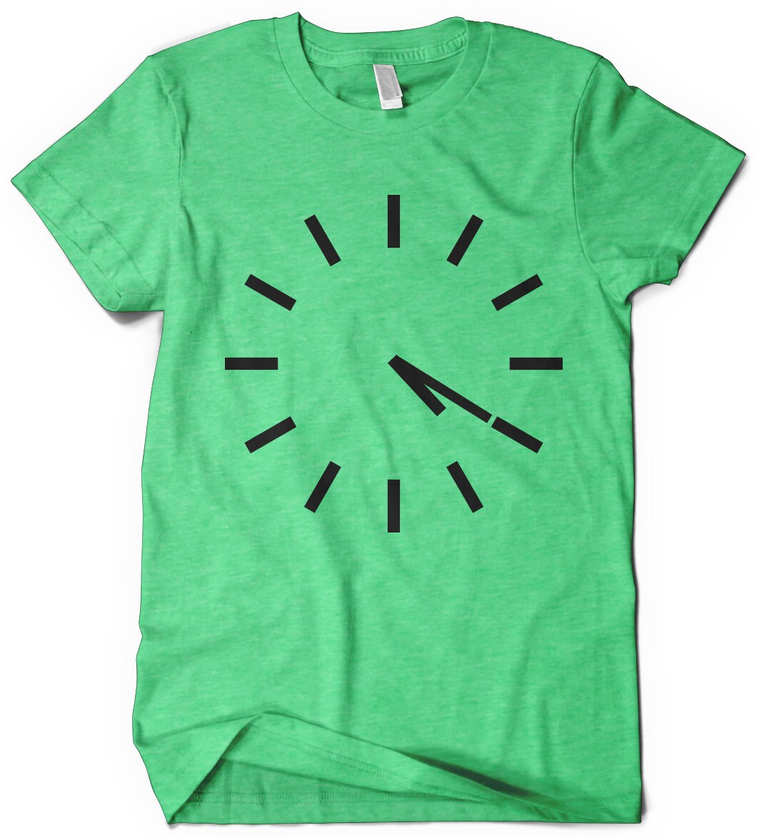 green tshirt with clock designgreen tshirt with clock design